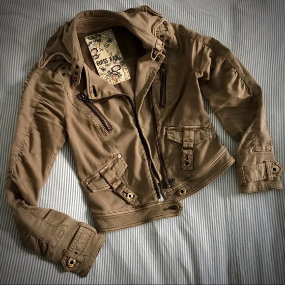 Guess Celebrity Jacket Teen Wolf Allison Argent S-S Tan Crop Vintage Rare - Picture 2 of 10